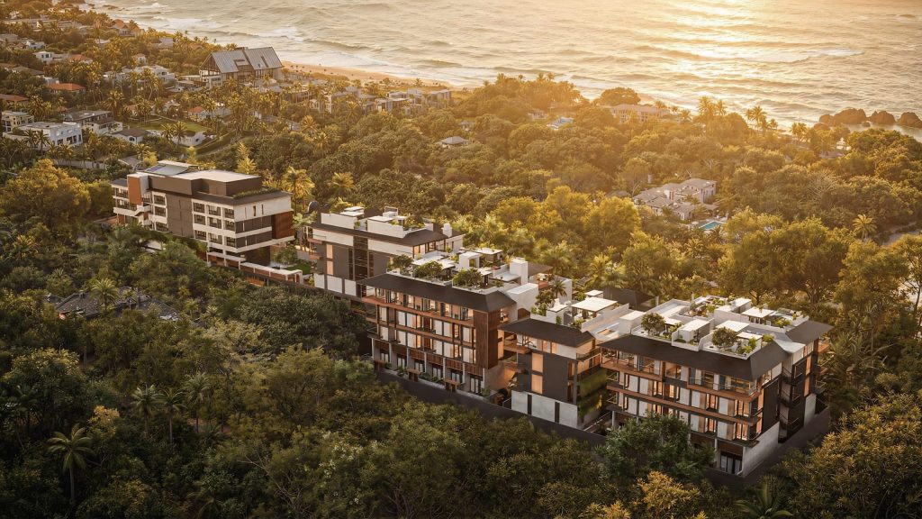 Element Residence Bali Canggu 107 apartmendiga arenduse päikeseloojangu visualiseering